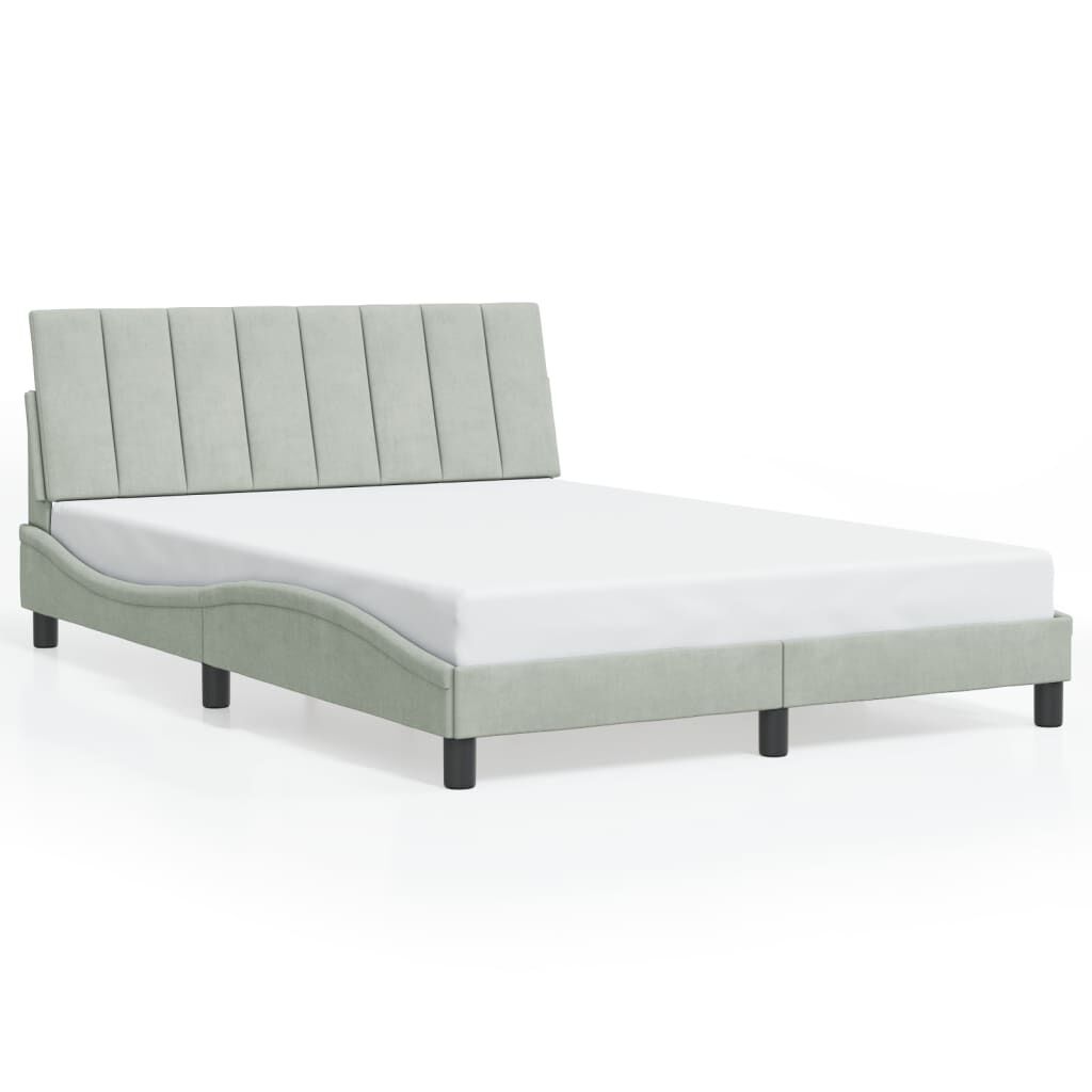 vidaXL Bed Frame with LED without Mattress Light Grey 137x190 cm Velvet