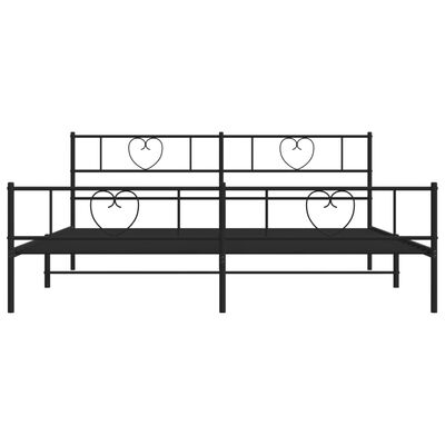 vidaXL Metal Bed Frame without Mattress with Footboard Black 183x213 cm