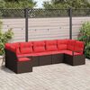 vidaXL Sofa Set with Cushion 7 pcs Brown Poly Rattan