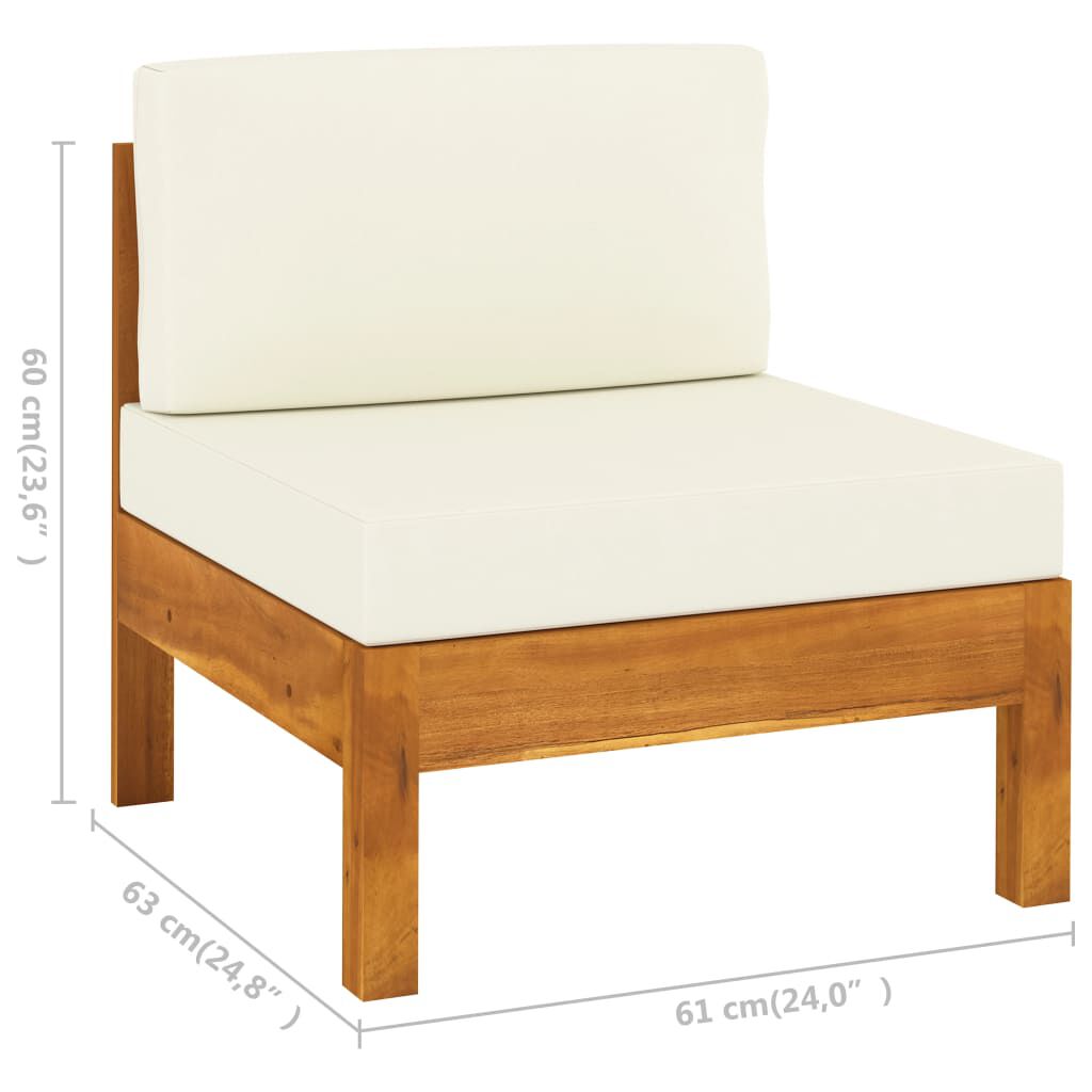 vidaXL 8 Piece Garden Lounge Set with Cream White Cushions Acacia Wood