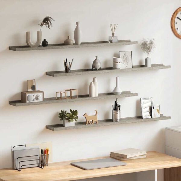 vidaXL Wall Shelves 4 pcs Concrete Grey 100x9x3 cm
