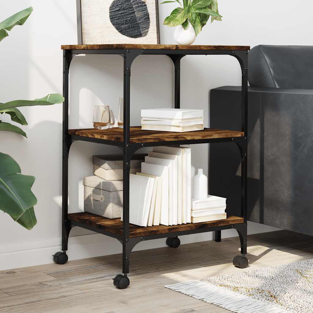vidaXL Printer Stand 3-Tier Smoked Oak 50x41x75 cm Engineered Wood