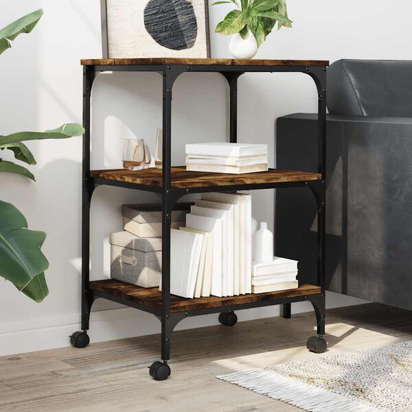 vidaXL Printer Stand 3-Tier Smoked Oak 50x41x75 cm Engineered Wood