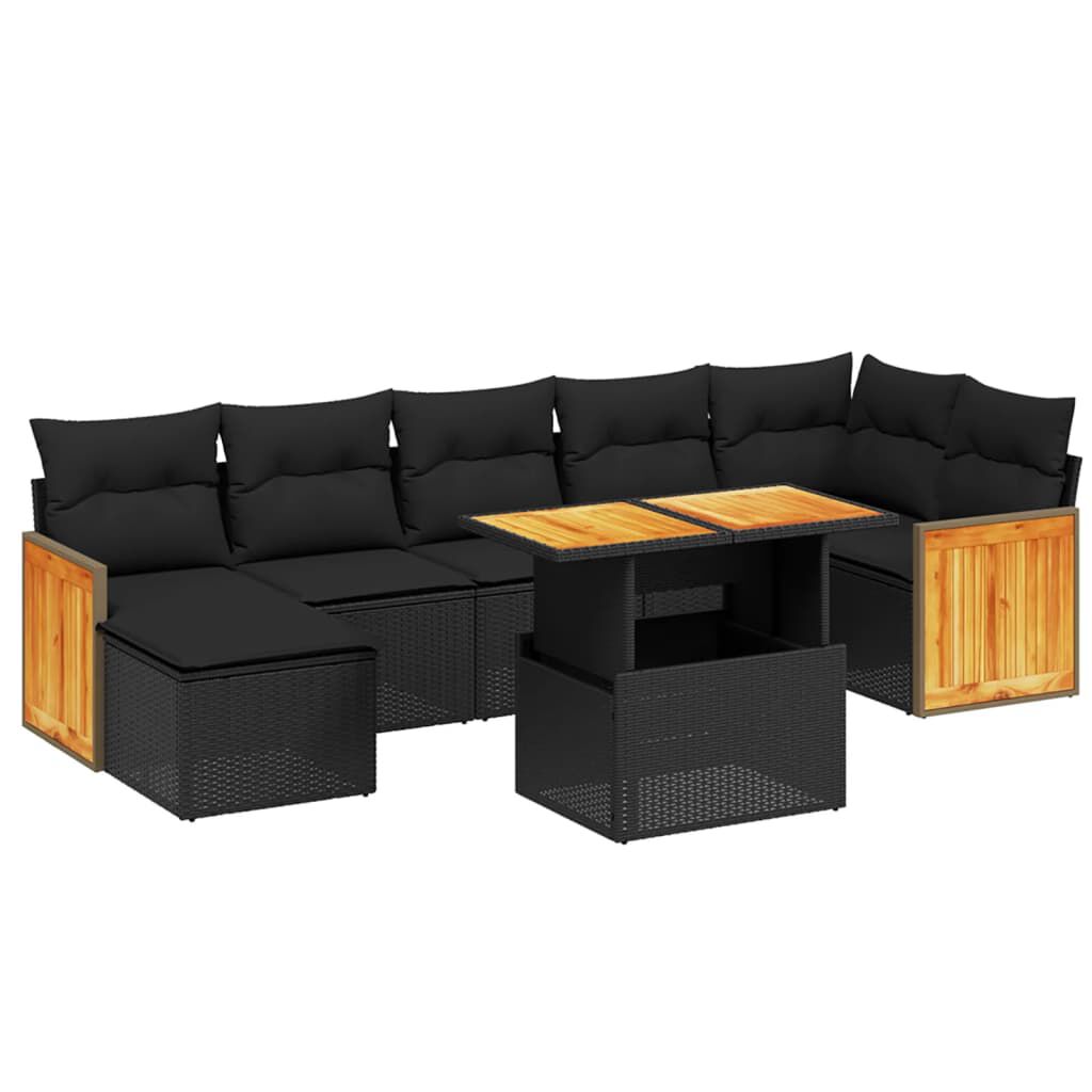 vidaXL 8 Piece Garden Sofa Set with Cushions Grey Poly Rattan