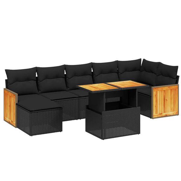 vidaXL 8 Piece Garden Sofa Set with Cushions Grey Poly Rattan