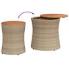 vidaXL Garden Side Tables 2 pcs with Wooden Top Beige Poly Rattan
