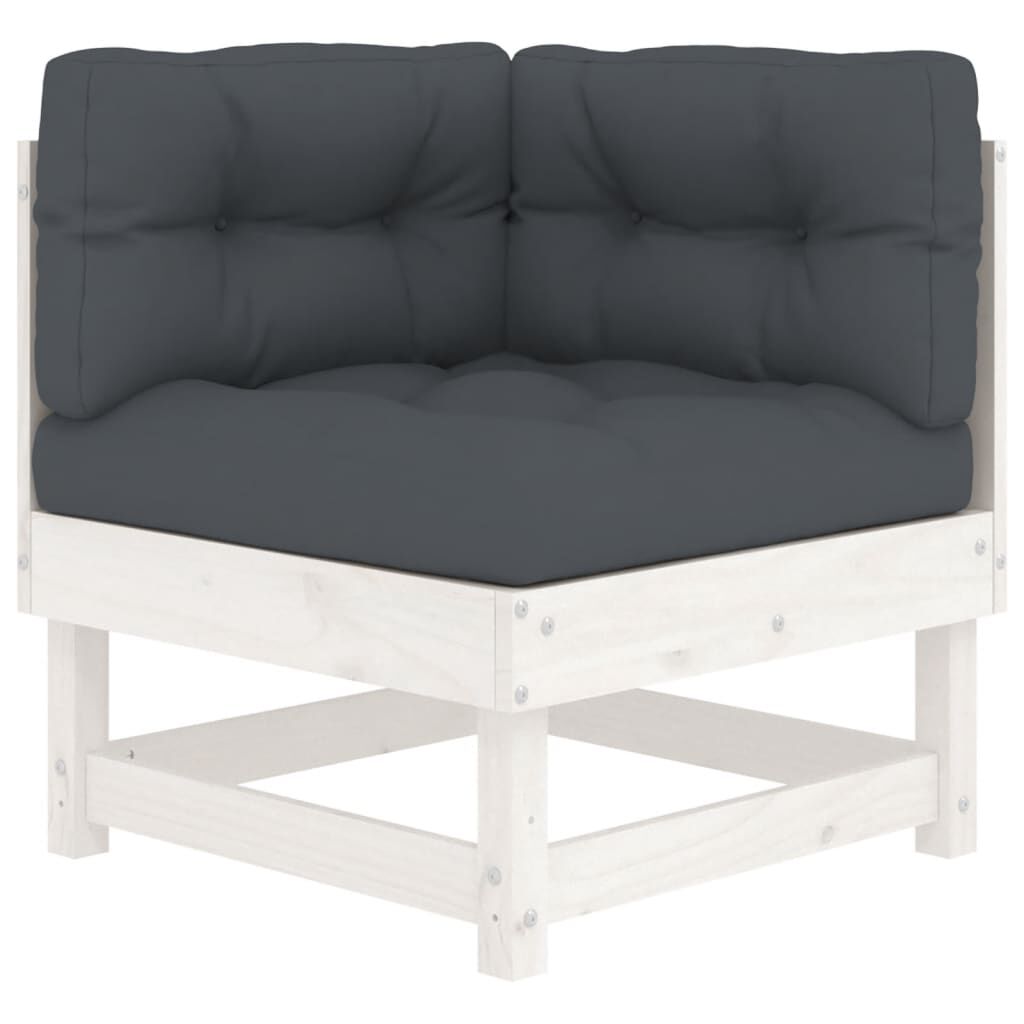 vidaXL 6 Piece Garden Lounge Set with Cushions White Solid Wood
