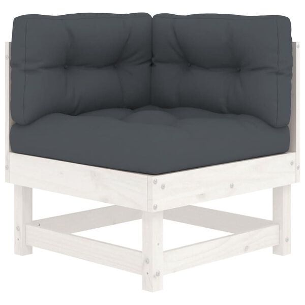 vidaXL 6 Piece Garden Lounge Set with Cushions White Solid Wood