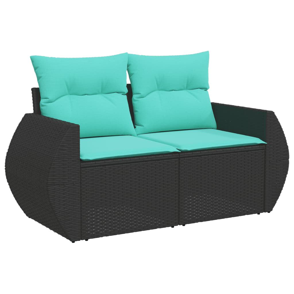 vidaXL 6 Piece Garden Sofa Set with Cushions Black Poly Rattan