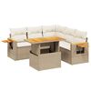 vidaXL 6 Piece Garden Sofa Set with Cushions Beige Poly Rattan