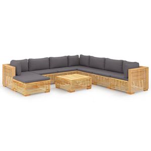 vidaXL 9 Piece Garden Lounge Set with Cushions Solid Teak Wood