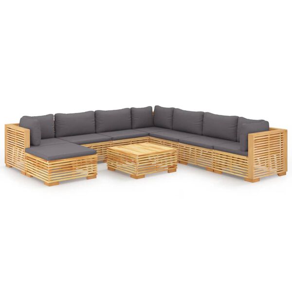 vidaXL 9 Piece Garden Lounge Set with Cushions Solid Teak Wood