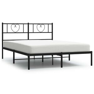 vidaXL Metal Bed Frame without Mattress with Headboard Black 135x190cm