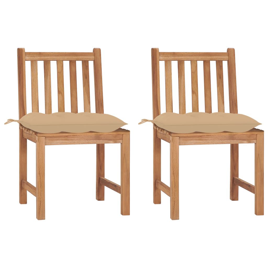 vidaXL Garden Chairs 2 pcs with Cushions Solid Teak Wood