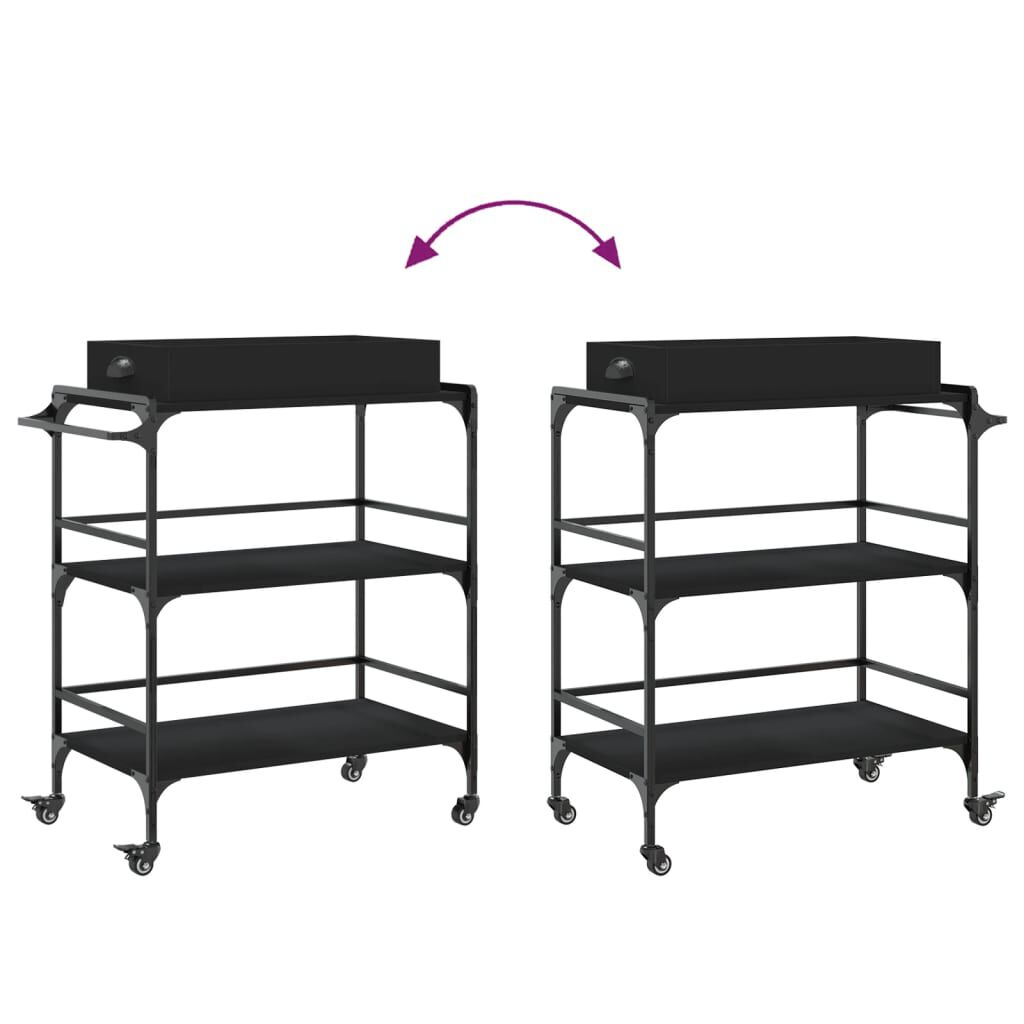 vidaXL Kitchen Trolley Black 81.5x41x92.5 cm Engineered Wood