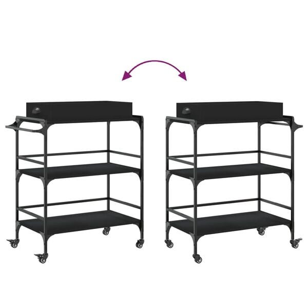 vidaXL Kitchen Trolley Black 81.5x41x92.5 cm Engineered Wood