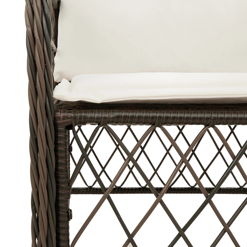 vidaXL 7 Piece Garden Dining Set with Cushions Brown Poly Rattan