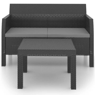 vidaXL 2 Piece Garden Lounge Set with Cushions PP Rattan Anthracite