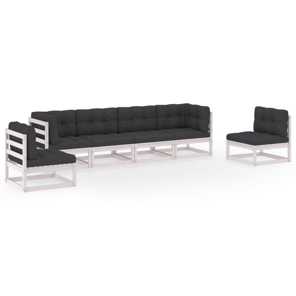 vidaXL 6 Piece Garden Lounge Set with Cushions Solid Pinewood
