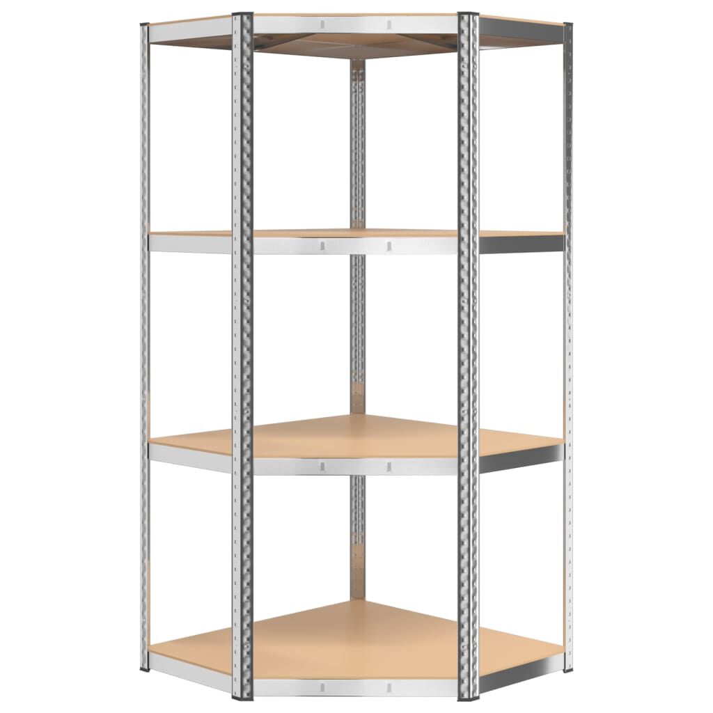 vidaXL 4-Layer Shelves 2 pcs Silver Steel&Engineered Wood