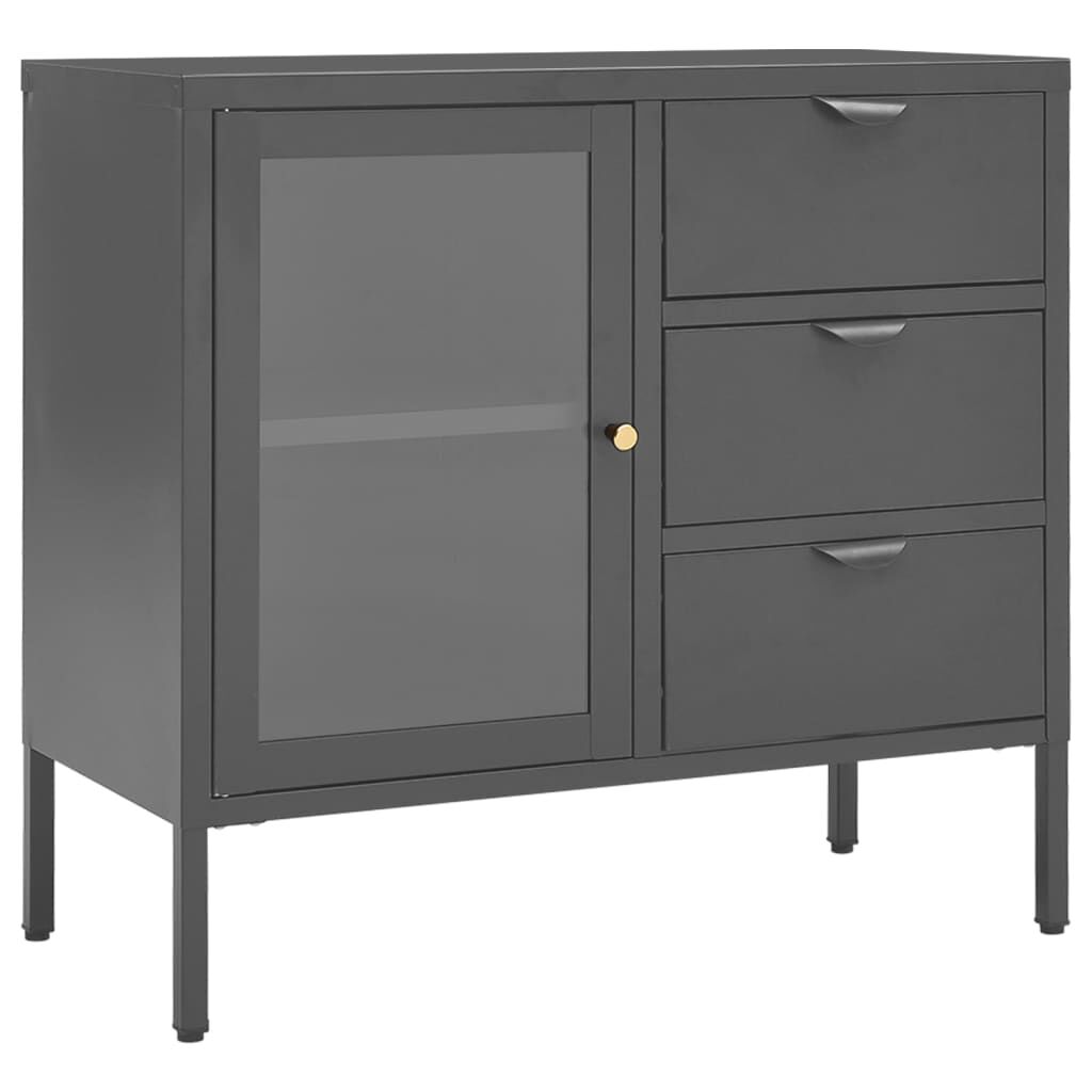 vidaXL Sideboard Anthracite 75x35x70 cm Steel and Tempered Glass