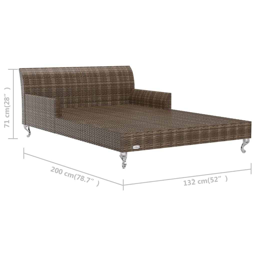 vidaXL 2-Person Garden Sun Bed with Cushions Poly Rattan Brown