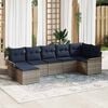 vidaXL Garden Sofa Set with Cushion Grey Poly Rattan