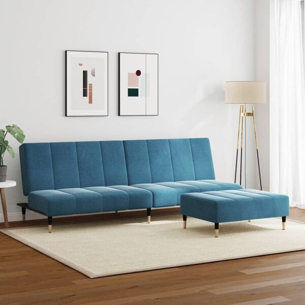 vidaXL 2-Seater Sofa Bed with Footstool Dark Green Velvet