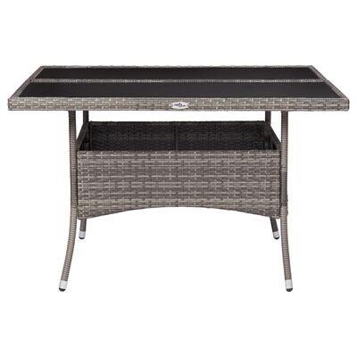 vidaXL Outdoor Dining Table Grey Poly Rattan and Glass