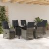 vidaXL Garden Dining Set with Cushion 7 pcs Grey Poly Rattan