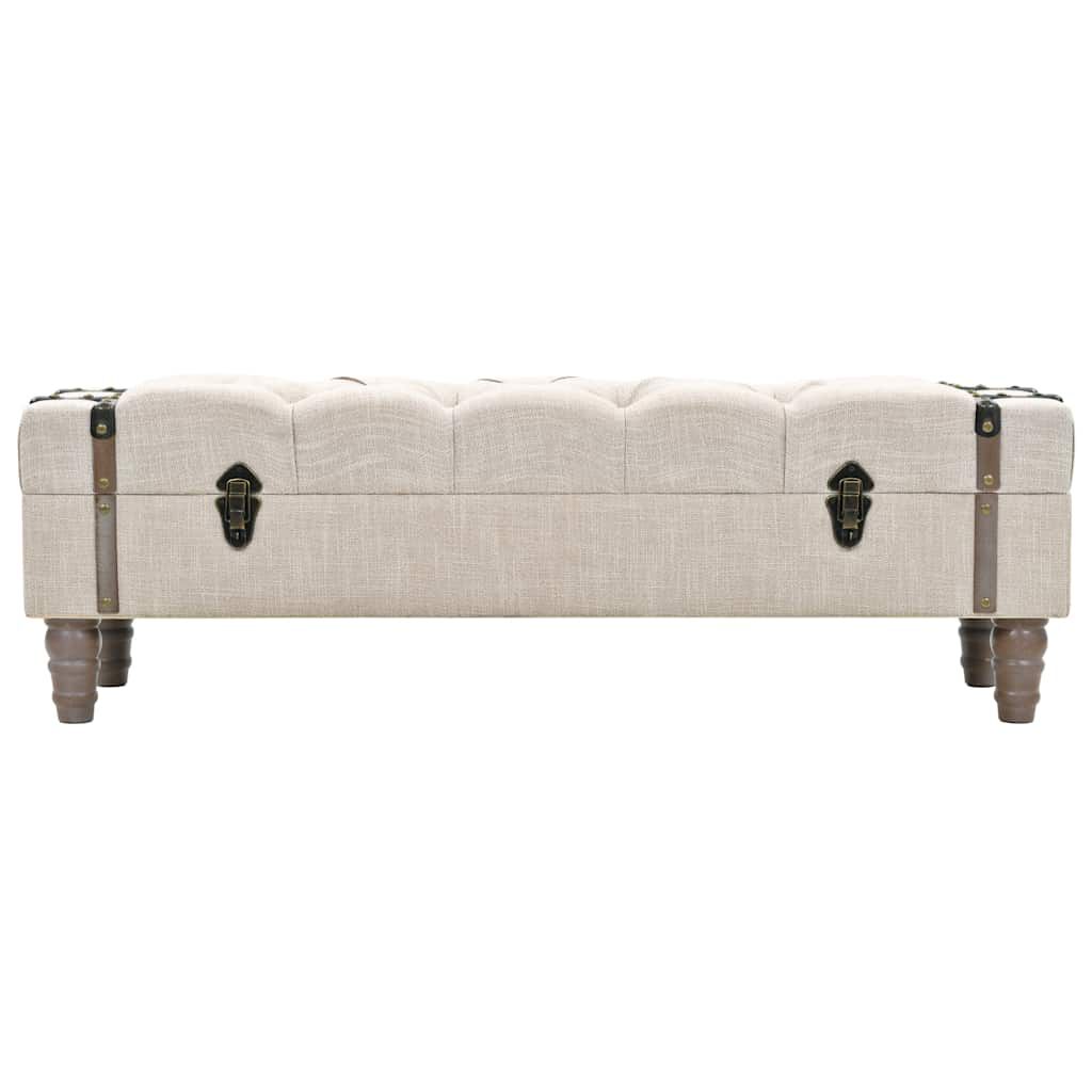 vidaXL Storage Bench 111 cm Cream Solid Wood Fir&Fabric