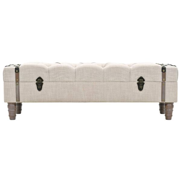 vidaXL Storage Bench 111 cm Cream Solid Wood Fir&Fabric