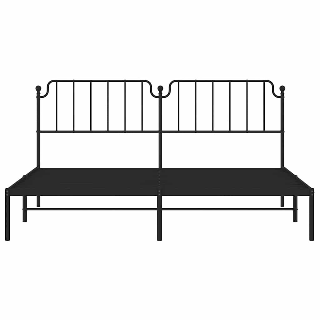 vidaXL Metal Bed Frame without Mattress with Headboard Black 193x203cm