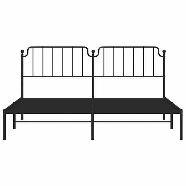 vidaXL Metal Bed Frame without Mattress with Headboard Black 193x203cm
