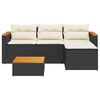 vidaXL 3 Piece Garden Sofa Set with Cushions Black Poly Rattan