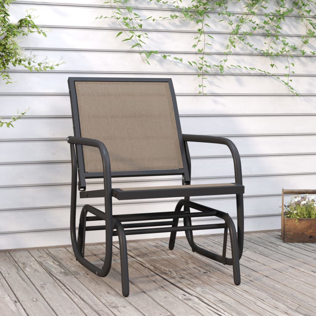 vidaXL Garden Glider Chair Brown 61x76x87 cm Textilene&Steel