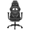 vidaXL Gaming Chair with Footrest Black and Grey Faux Leather