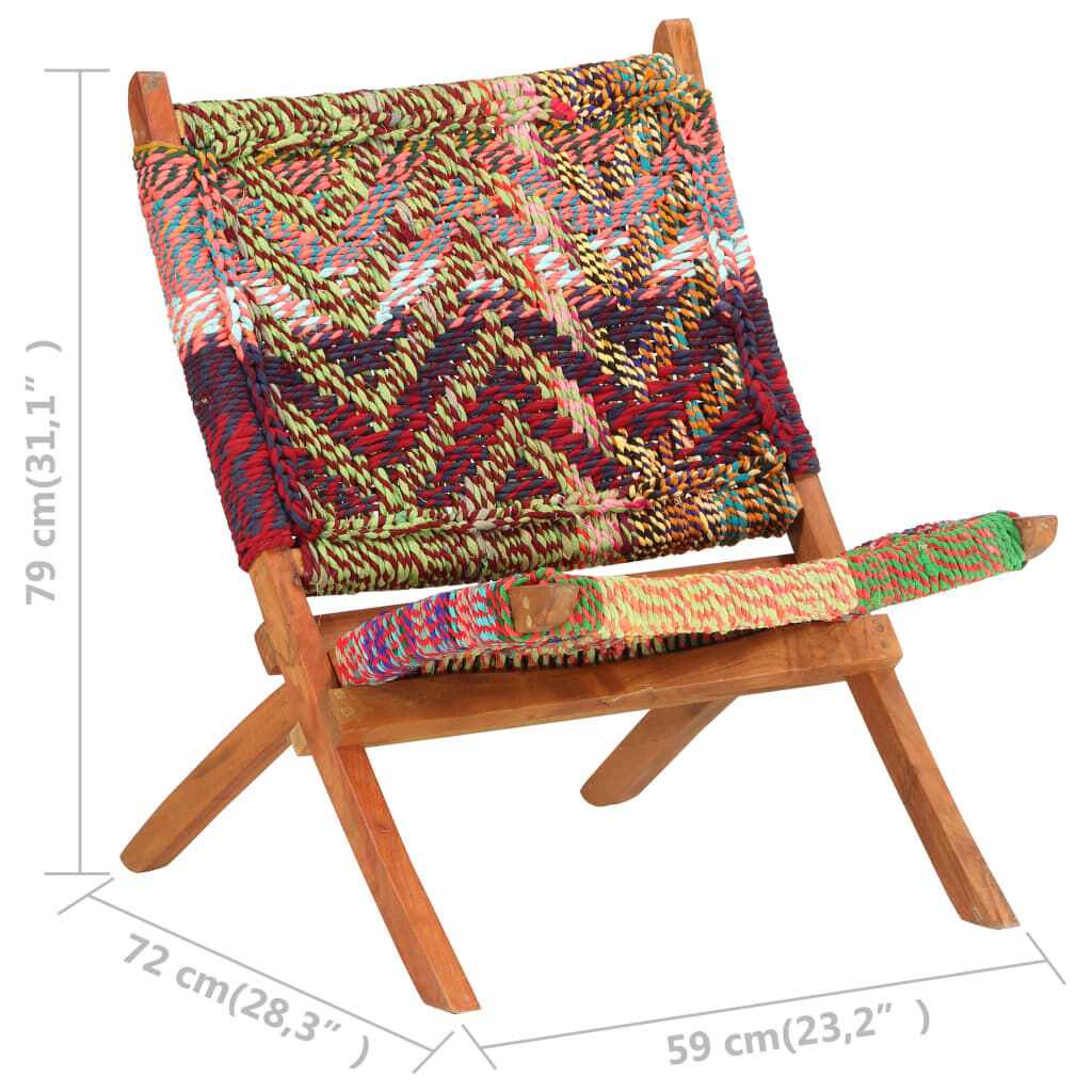 vidaXL Folding Chindi Chair Multicolours Fabric