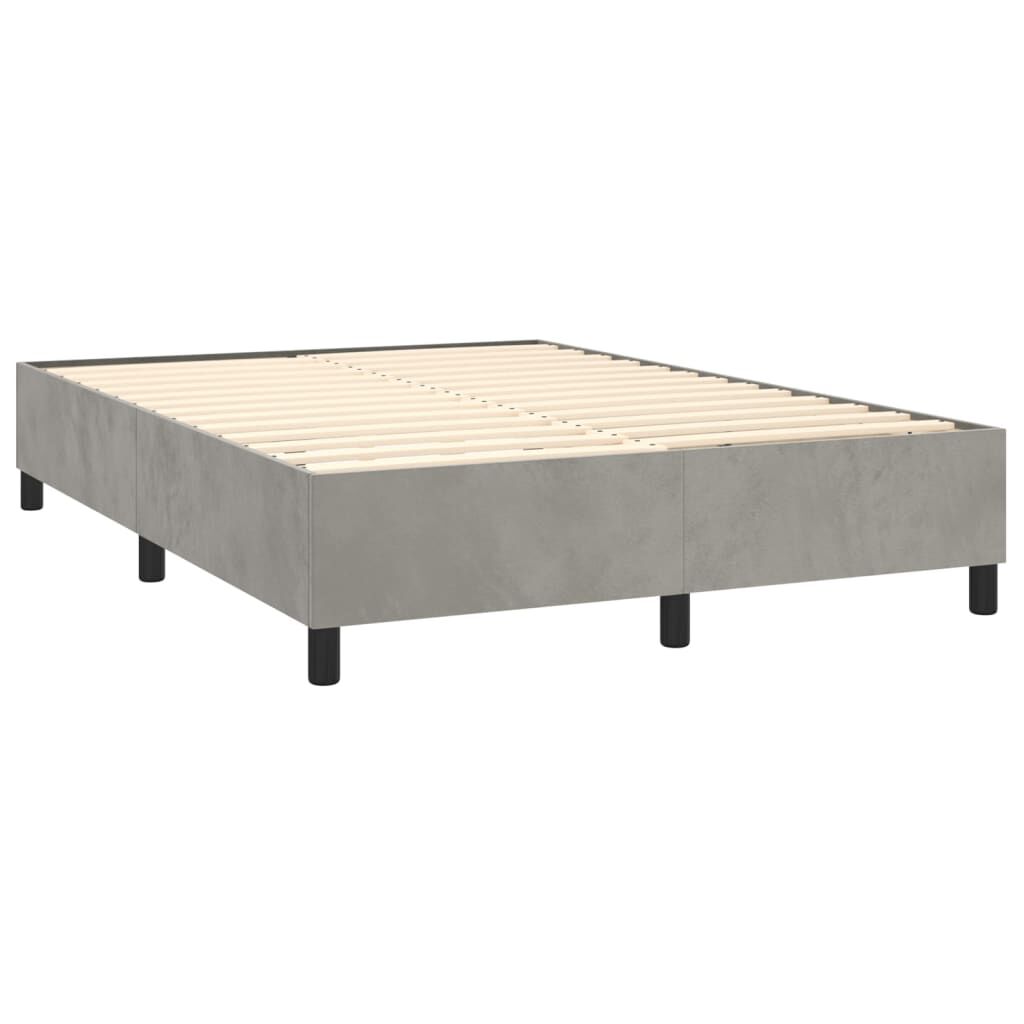 vidaXL Box Spring Bed with Mattress Light Grey 137x190 cm Full Velvet