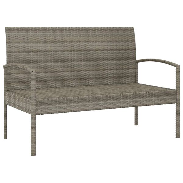 vidaXL Garden Bench with Cushion Grey 105 cm Poly Rattan