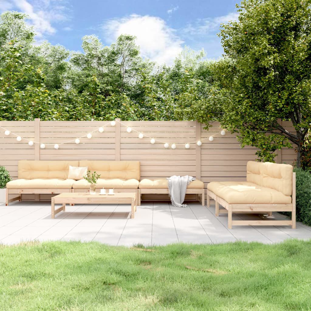 vidaXL 6 Piece Garden Lounge Set Solid Wood Pine