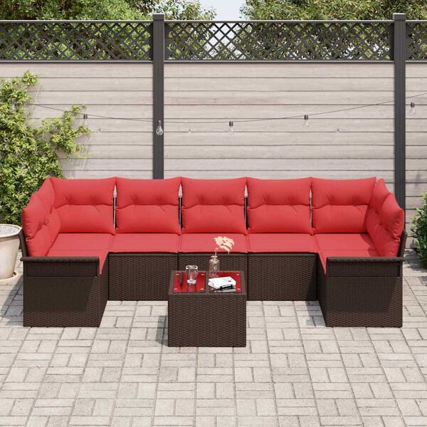 vidaXL Garden Sofa Set 8 pcs Brown Poly rattan