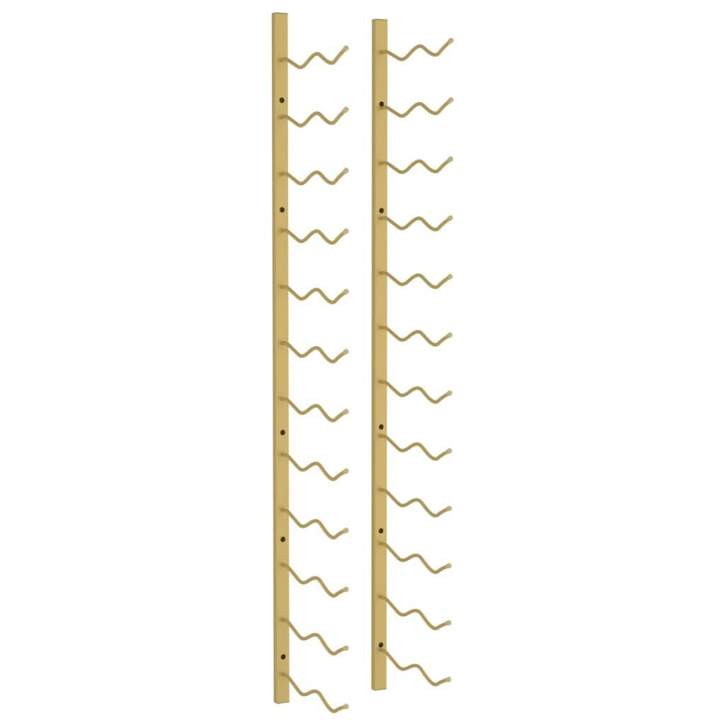 vidaXL Wall Mounted Wine Rack for 24 Bottles Gold Iron