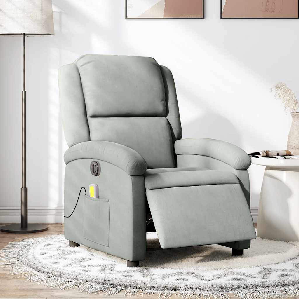 vidaXL Electric Massage Recliner Chair Light Grey Velvet