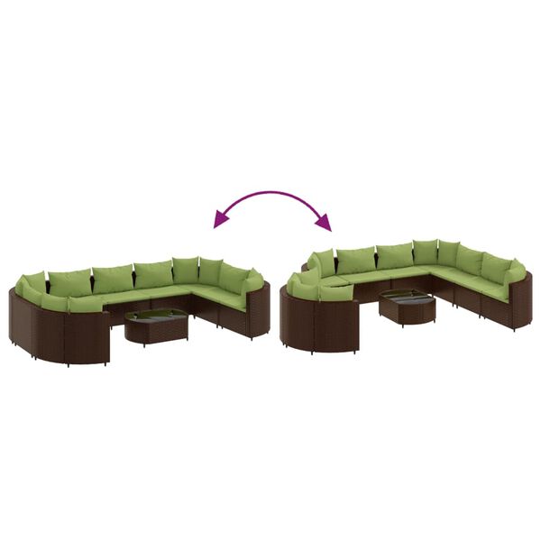 vidaXL 10 Piece Garden Sofa Set with Cushions Brown Poly Rattan