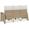 vidaXL Reclining Garden Sofa with Cushions L-shaped Beige Poly Rattan