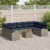 vidaXL Garden Sofa Set with Cushion 10 pcs Grey Poly Rattan