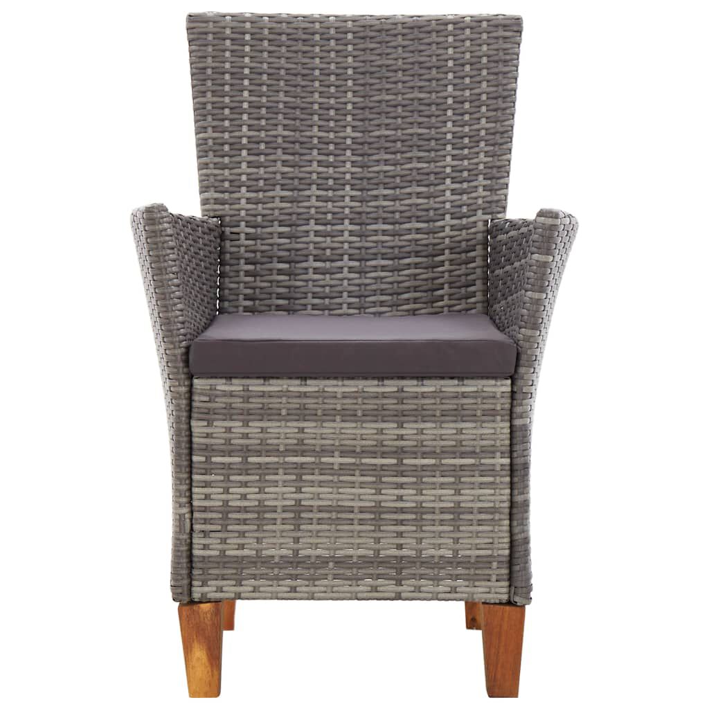 vidaXL 9 Piece Dining Set Poly Rattan and Solid Acacia Wood Grey