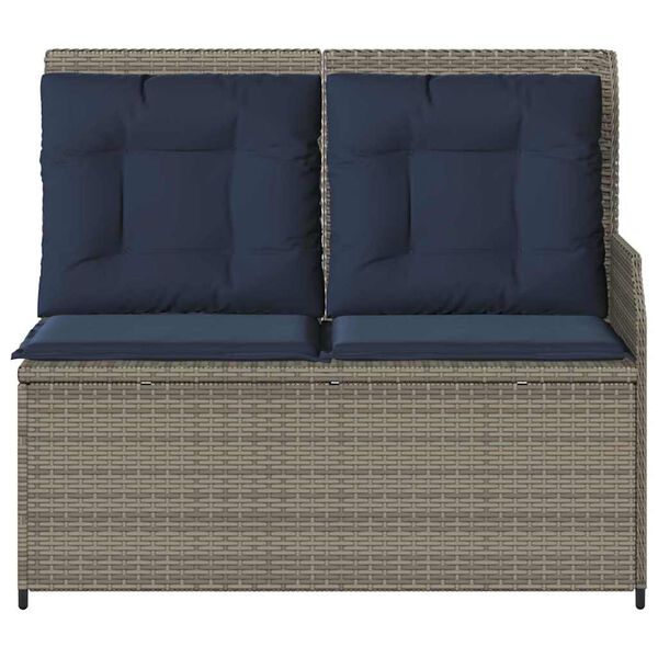 vidaXL Garden Bench with Cushion Grey Poly rattan