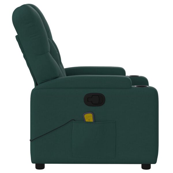 vidaXL Massage Recliner Chair Dark Green Fabric
